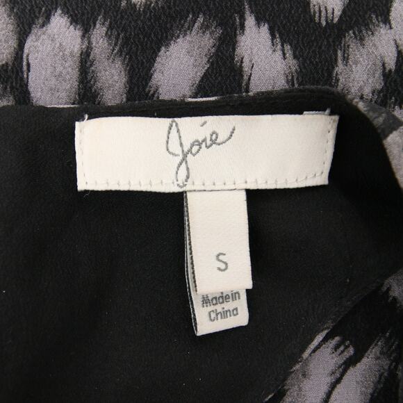 Joie Top Black Gray Leopard Print Pattern Sleeveless Round Neck Silk Size Small - Picture 6 of 9